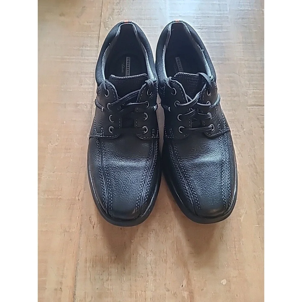 Clarks Mens Cotrell Walk Black Leather Loafers Shoes, sz 8.5 Wide no Box